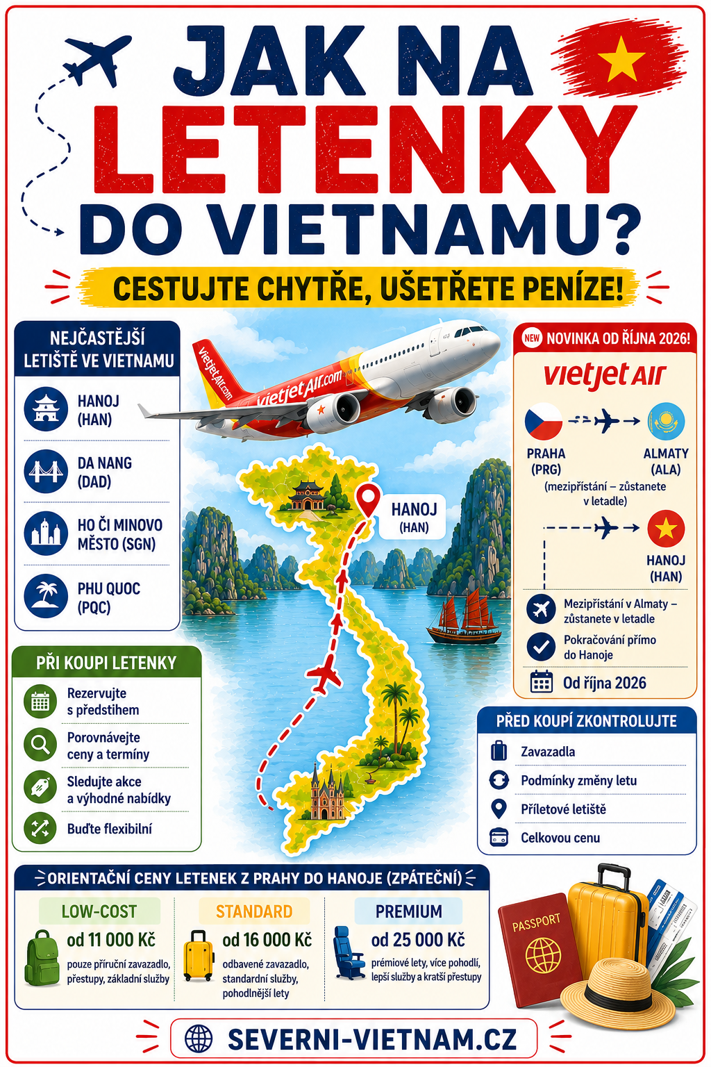 Jak na levné letenky do Vietnamu – tipy, ceny a přímé lety přes Almaty Jak najít levné letenky do Vietnamu – Hanoj, Da Nang, Ho Či Minovo Město, orientační ceny letenek a nové spojení VietJet Air přes Almaty